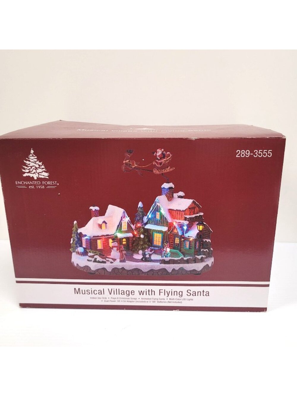 Enchanted Forest Musical Animated Flying Santa Christmas Village LED Tested